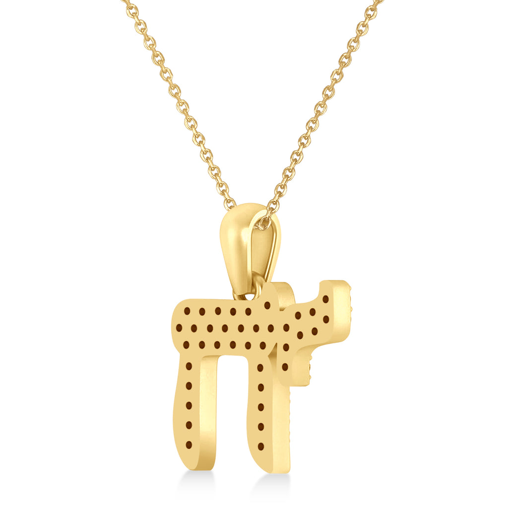 Lab Grown Diamond Jewish Chai Pendant Necklace 14K Yellow Gold (0.57ct)