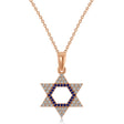 Blue Sapphire & Diamond Jewish Star Of David Pendant Necklace 14K Rose Gold (0.48ct)