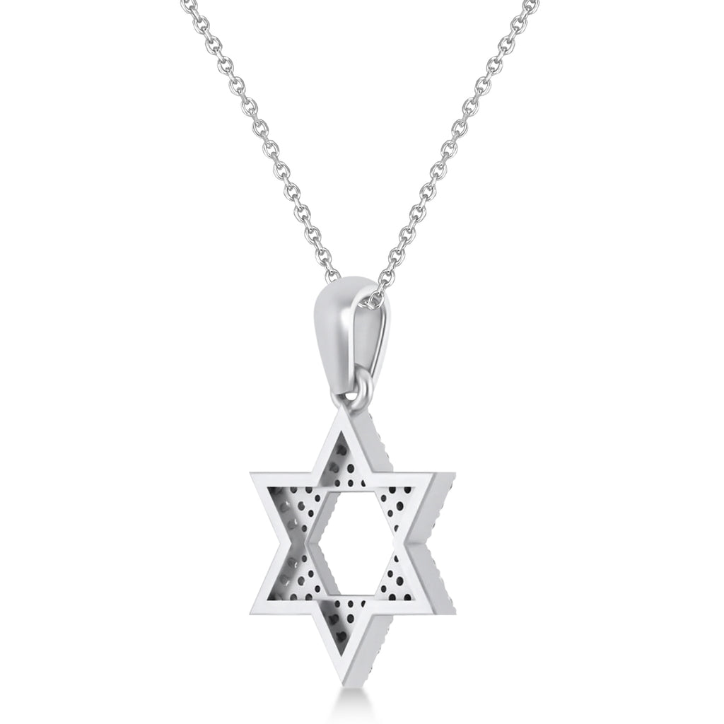 Blue Sapphire & Diamond Jewish Star Of David Pendant Necklace 14K White Gold (0.48ct)