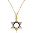 Blue Sapphire & Diamond Jewish Star Of David Pendant Necklace 14K Yellow Gold (0.48ct)