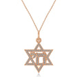 Diamond Jewish Star Of David & Chai Pendant Necklace 14K Rose Gold (0.37ct)