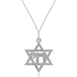 Diamond Jewish Star Of David & Chai Pendant Necklace 14K White Gold (0.37ct)