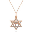 Lab Diamond Jewish Star Of David & Chai Pendant Necklace 14K Rose Gold (0.37ct)