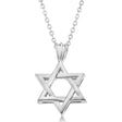 Classic Jewish Star of David Pendant Necklace Solid 14k White Gold