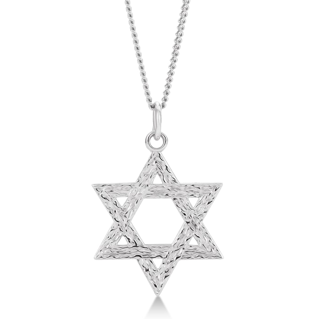Jewish Star of David Pendant Necklace Sterling Silver Large