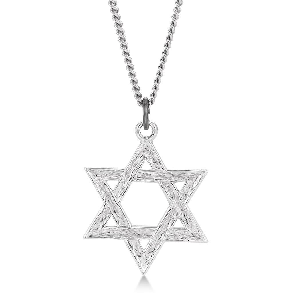 Jewish Star of David Pendant Necklace Sterling Silver Medium
