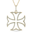 Natural Diamond Maltese Cross Pendant 14K Yellow Gold (0.62ct)