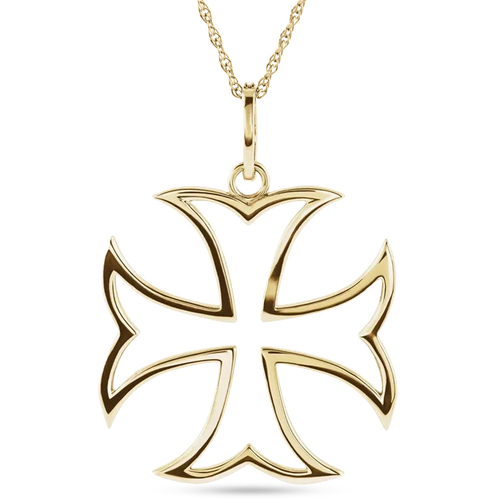 Natural Diamond Maltese Cross Pendant 14K Yellow Gold (0.62ct)