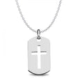 Men's Dog Tag Pendant with Cross Crafted in Polished Sterling Silver