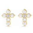 Round Diamond Cross Stud Earrings 14K Yellow Gold (0.17ct)