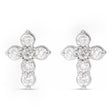 Round Diamond Cross Stud Earrings 14K White Gold (0.17ct)