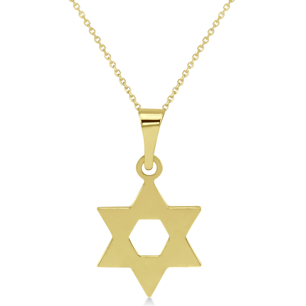 Jewish Star of David Small Pendant Necklace 14K Yellow Gold