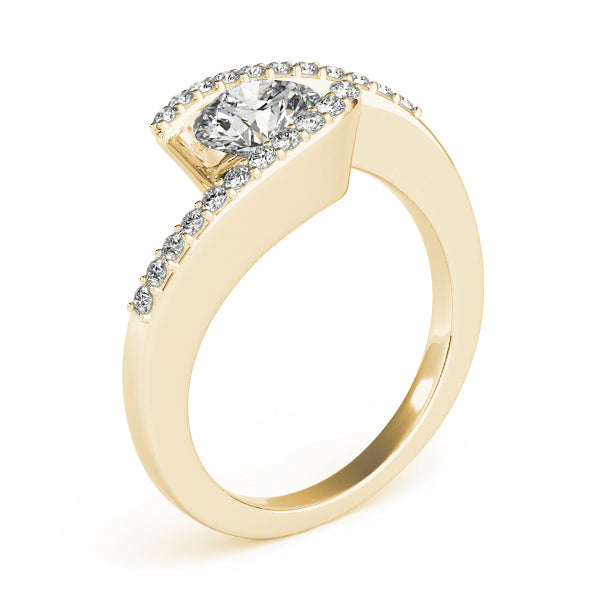 Diamond Accented Tension Set Engagement Ring 18k Yellow Gold (0.17ct)