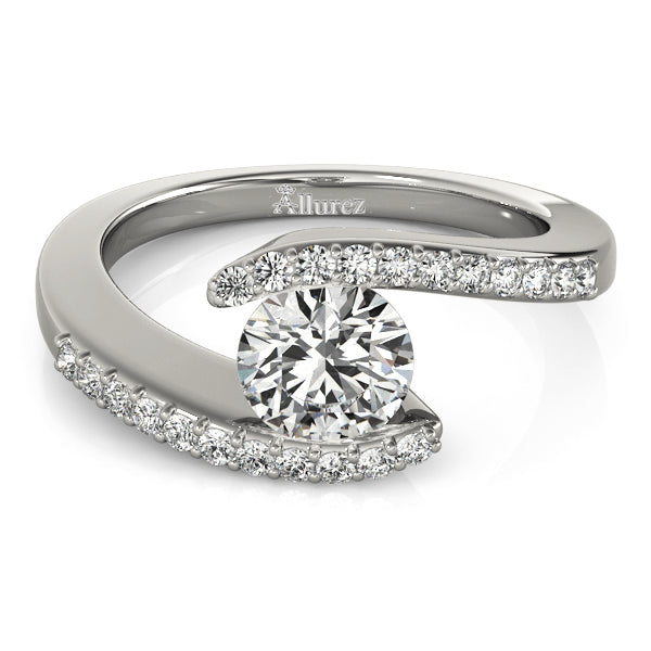 Diamond Accented Tension Set Engagement Ring Platinum (0.17ct)