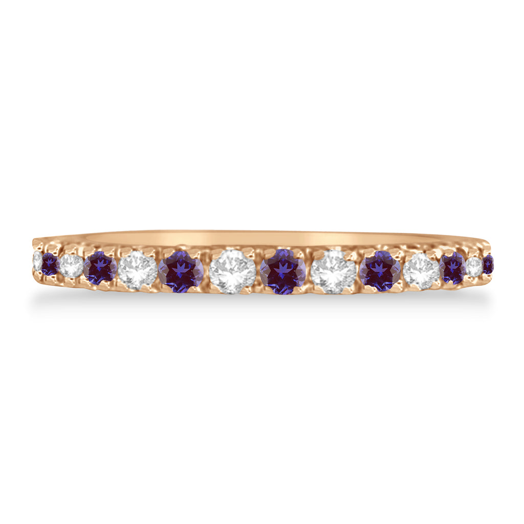 Diamond and Lab Alexandrite Ring Guard Anniversary Band 14K Rose Gold (0.37ct)