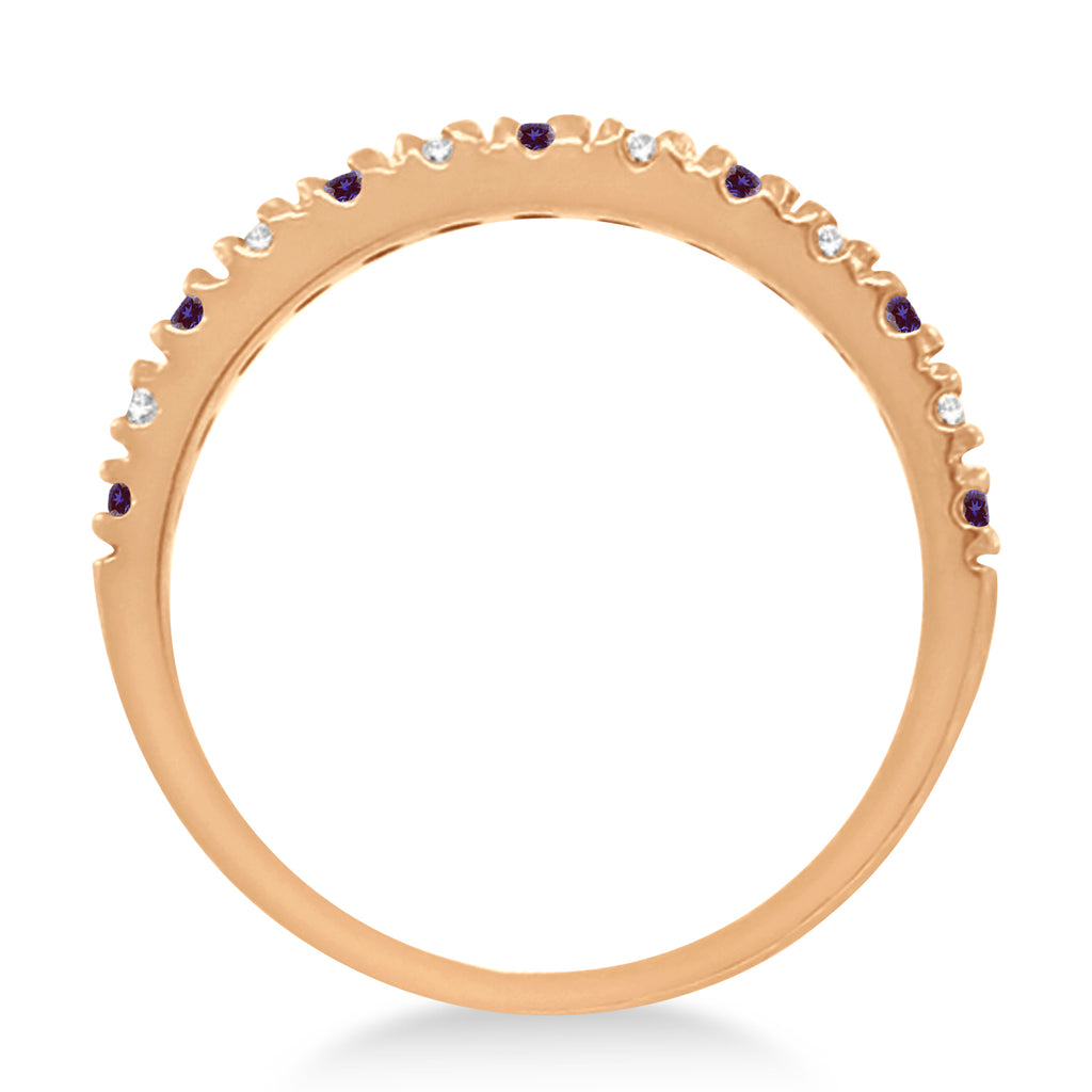 Diamond and Lab Alexandrite Ring Guard Anniversary Band 14K Rose Gold (0.37ct)