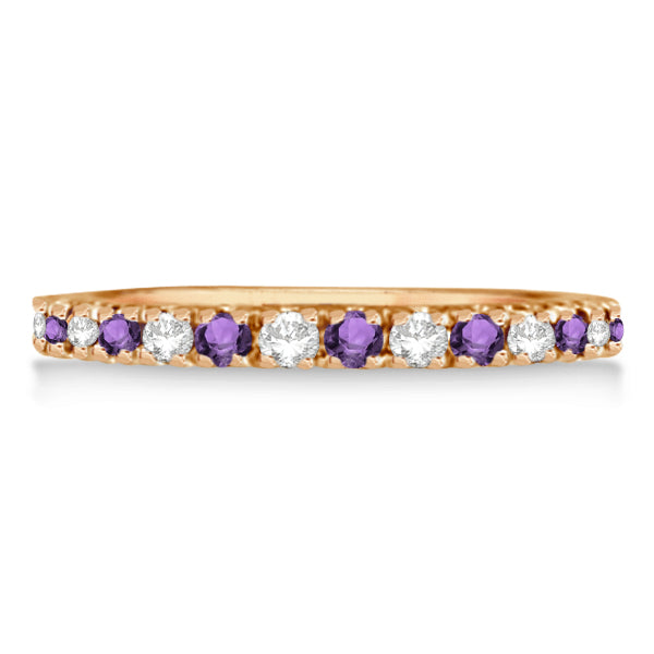 Diamond and Amethyst Ring Guard Stackable Band 14k Rose Gold (0.32ct)