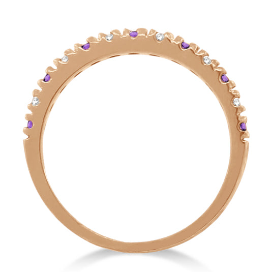 Diamond and Amethyst Ring Guard Stackable Band 14k Rose Gold (0.32ct)