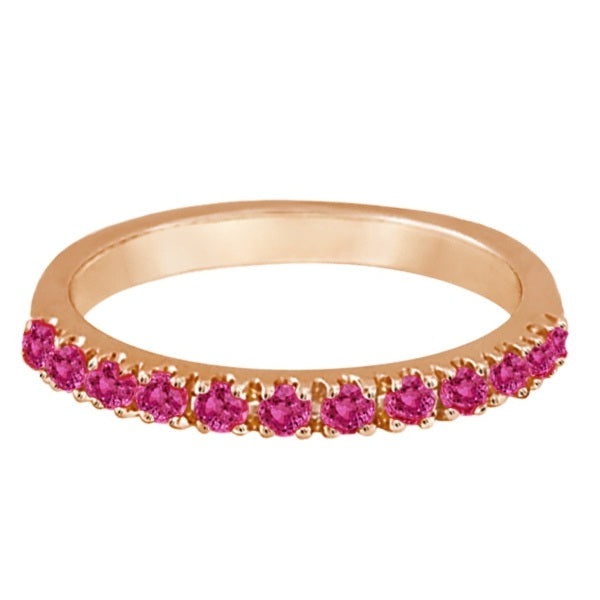 Pink Sapphire Stackable Band Ring Guard in 14k Rose Gold (0.38ct)
