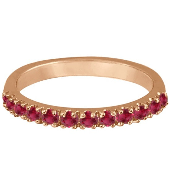 Ruby Stackable Ring Guard Band 14K Rose Gold (0.37ct)