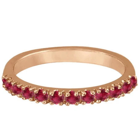 Lab Ruby Stackable Ring Guard Band 14K Rose Gold (0.37ct)