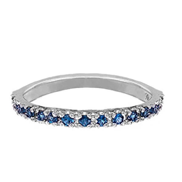 Lab Blue Sapphire Stackable Ring Anniversary Band in Palladium (0.37ct)