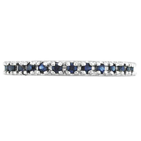 Lab Blue Sapphire Stackable Ring Anniversary Band in Palladium (0.37ct)