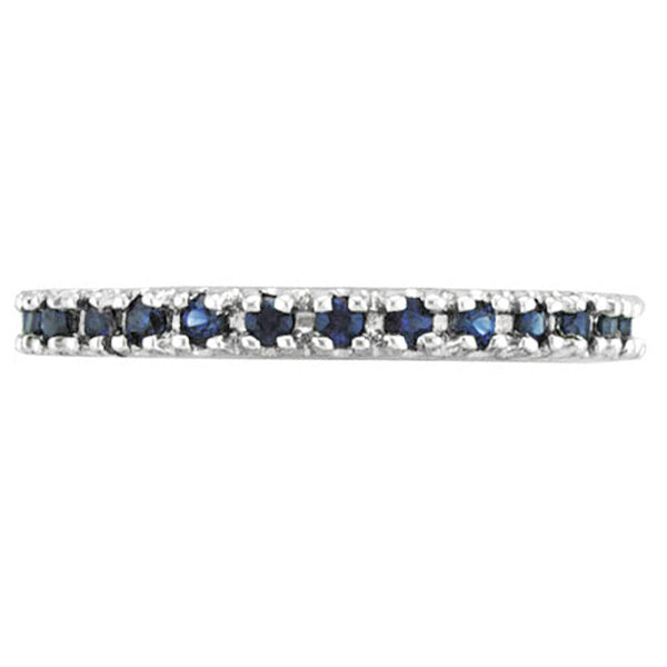 Blue Sapphire Stackable Ring Anniversary Band in Palladium (0.37ct)