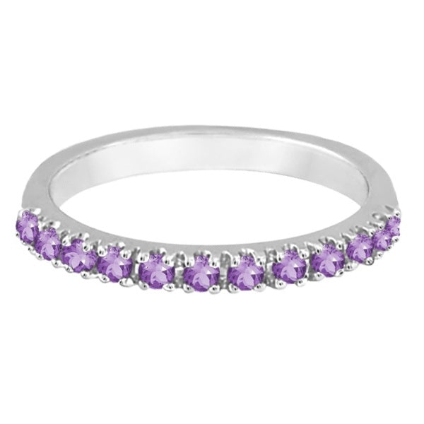 Amethyst Stackable Band Ring Guard in 14k White Gold (0.38ct)
