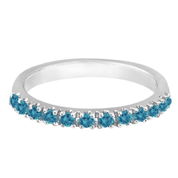 Blue Diamond Stackable Band Ring Guard in 14k White Gold (0.25ct)