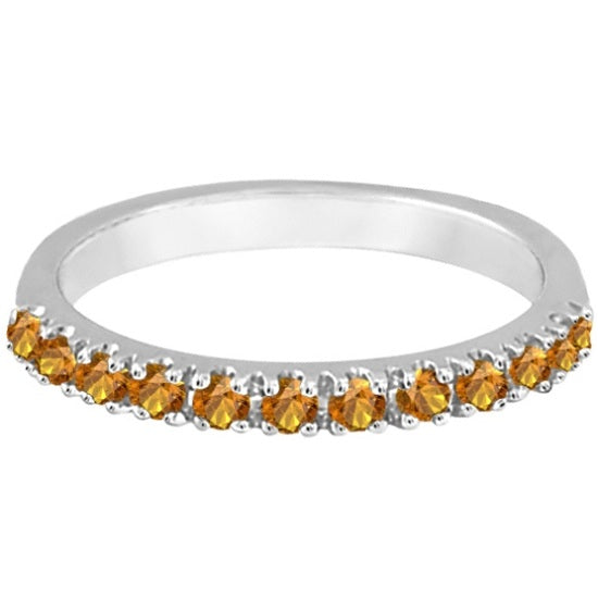 Citrine Stackable Band Anniversary Ring Guard 14k White Gold (0.38ct)