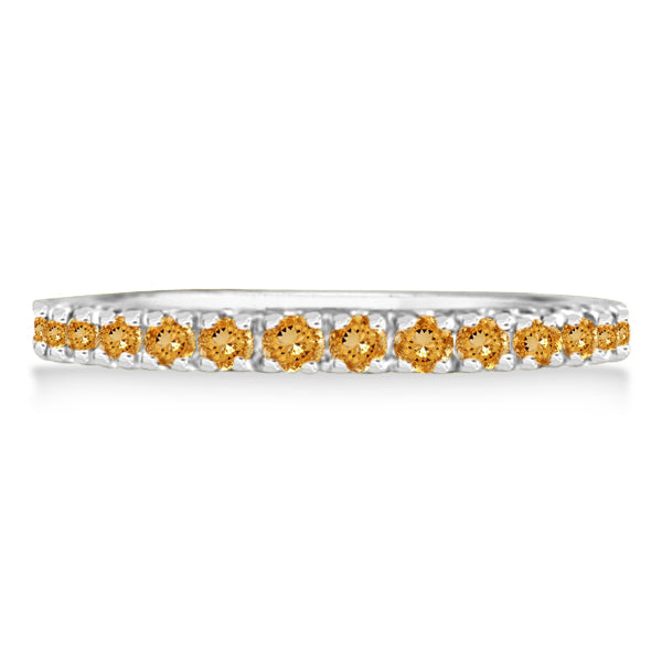 Citrine Stackable Band Anniversary Ring Guard 14k White Gold (0.38ct)