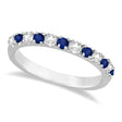 Lab Diamond and Lab Blue Sapphire Ring Anniversary Band 14k White Gold (0.32ct)