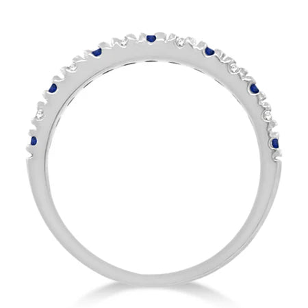 Lab Diamond and Lab Blue Sapphire Ring Anniversary Band 14k White Gold (0.32ct)