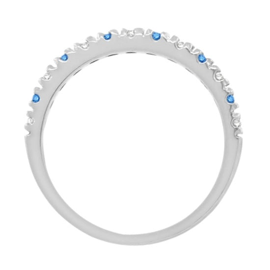 Blue & White Diamond Stackable Ring Band 14k White Gold (0.25ct)