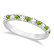 Diamond and Peridot Ring Guard Anniversary Ring 14k White Gold (0.32ct)