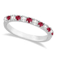 Lab Diamond and Lab Ruby Ring Guard Anniversary Band 14K White Gold (0.32ct)