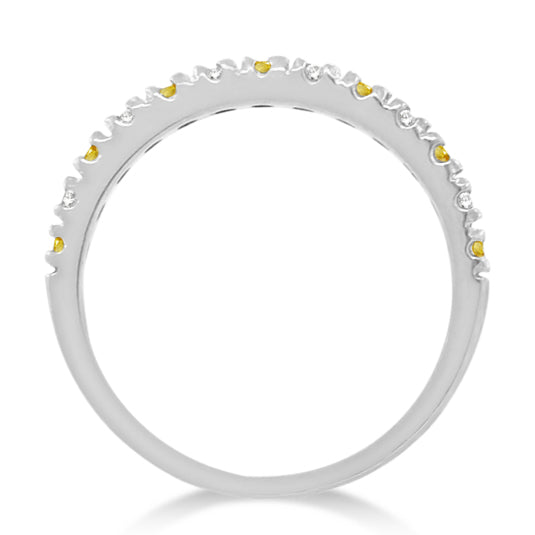 Diamond and Yellow Sapphire Ring Stackable Band 14k White Gold (0.32ct)