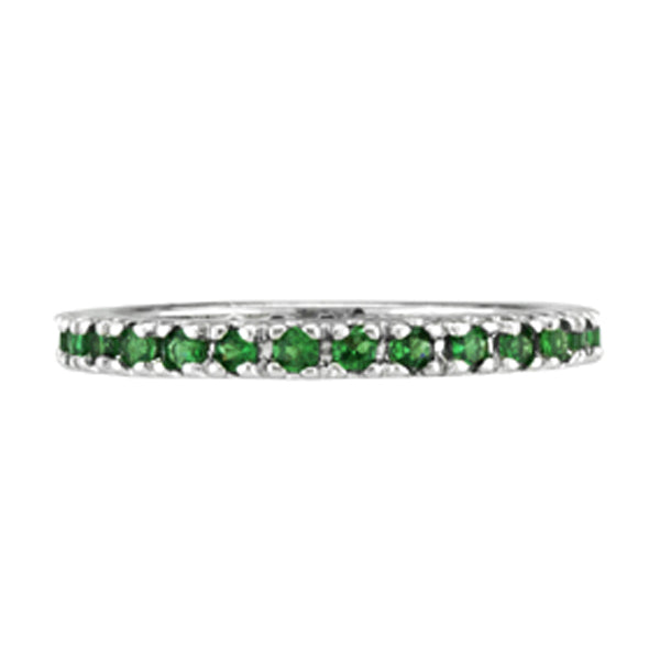 Emerald Semi-Eternity Band Stackable Ring in 14K White Gold (0.38ct)
