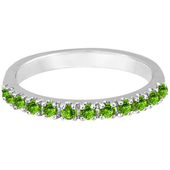 Peridot Stackable Band Anniversary Ring Guard 14k White Gold (0.38ct)