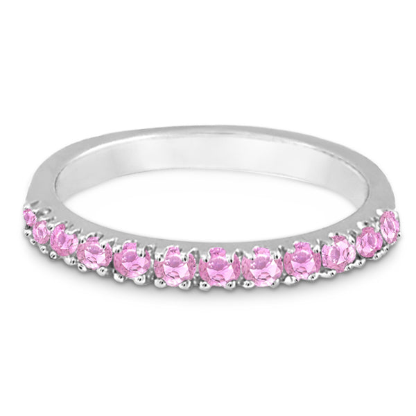 Pink Sapphire Stackable Band Ring Guard in 14k White Gold (0.38ct)