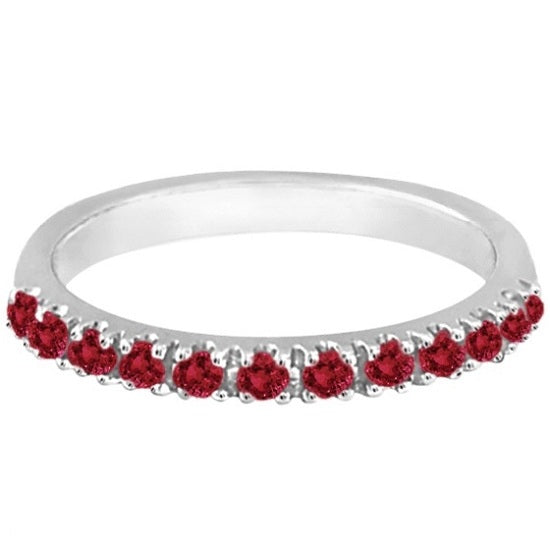 Ruby Stackable Ring Guard Band 14K White Gold (0.37ct)