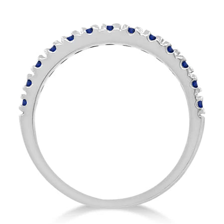 Lab Blue Sapphire Stackable Ring/ Anniversary Band in 14k White Gold (0.37ct)