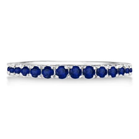 Lab Blue Sapphire Stackable Ring/ Anniversary Band in 14k White Gold (0.37ct)