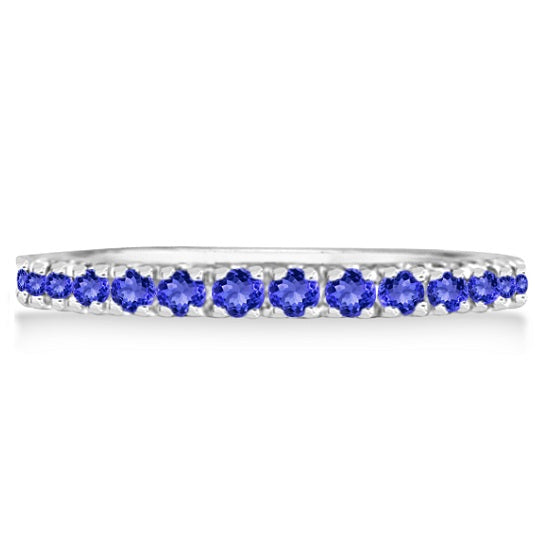 Tanzanite Stackable Band Anniversary Ring Guard 14k White Gold (0.38ct)