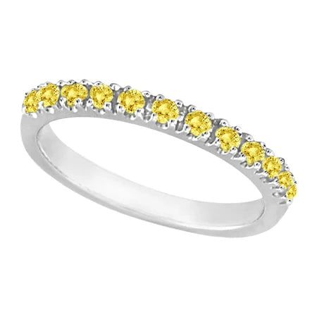 Yellow Canary Lab  Diamond Stackable Ring Band 14k White Gold (0.25 ct)