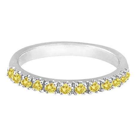 Yellow Canary Lab  Diamond Stackable Ring Band 14k White Gold (0.25 ct)