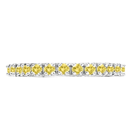 Yellow Canary Lab  Diamond Stackable Ring Band 14k White Gold (0.25 ct)