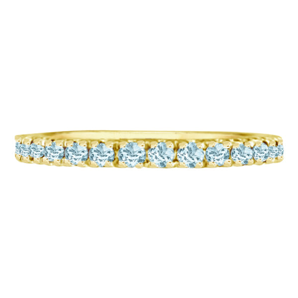 Aquamarine Stackable Ring Anniversary Band in 14k Yellow Gold (0.37ct)