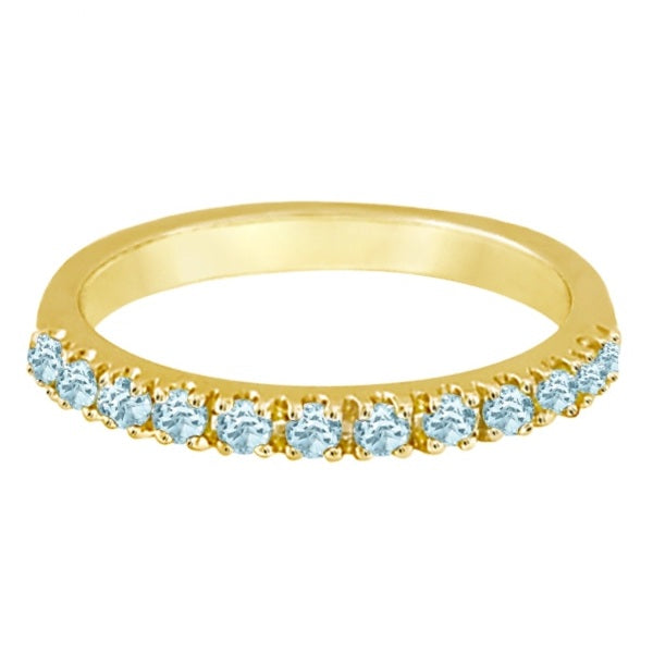 Aquamarine Stackable Ring Anniversary Band in 14k Yellow Gold (0.37ct)